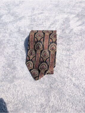 Etienne Aigner Black & Gold Paisley Silk Tie For Men